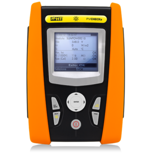 PVCHECKs display showing PV array insulation resistance test result