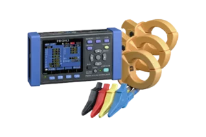 HIOKI PW3360-20/500 power logger kit with 500 A clamp sensors, hard case, and accessories
