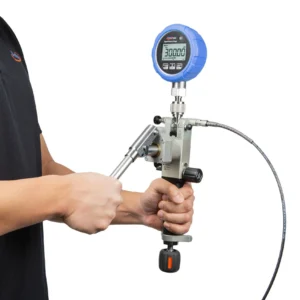 Multi-position pressure pump for confined space calibration work