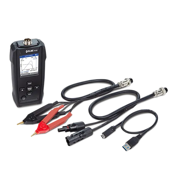 FLIR PV48 solar panel I-V curve tracer with MC4 PV connectors