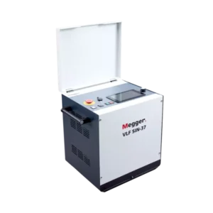 Megger VLF Sine 37 kV front panel showing 7-inch colour touchscreen interface