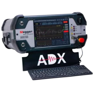 Megger Baker ADX portable motor tester with IP68 silicone keyboard and foldable stand