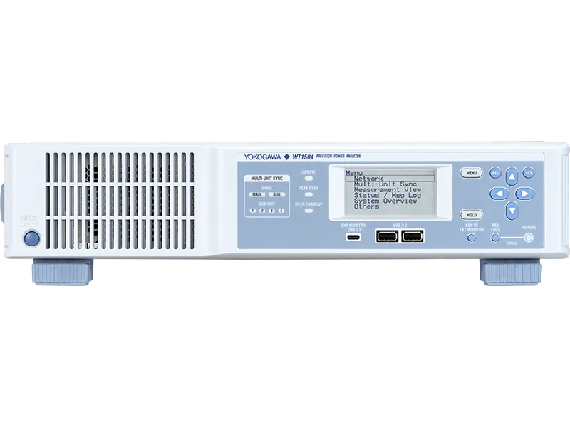 WT1500 multi-unit synchronisation diagram showing main unit and four sub-units over optical fibre